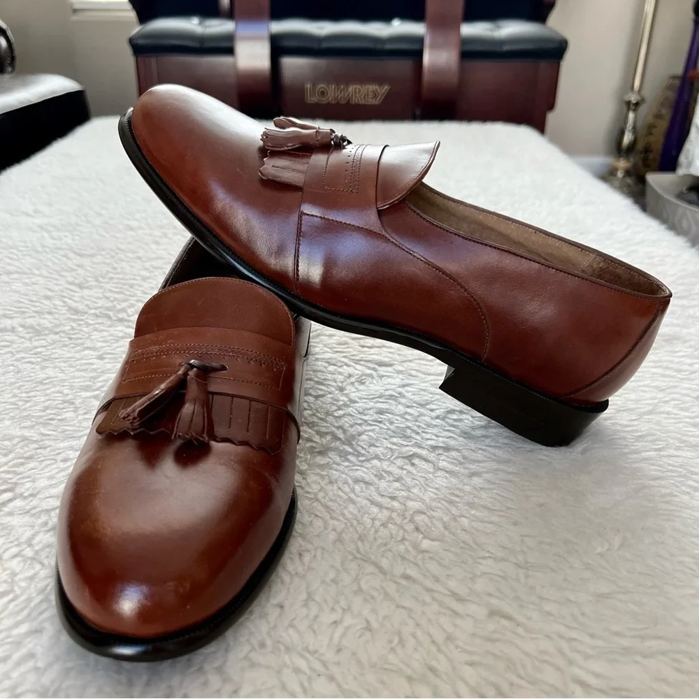 Stuart McGuire Vintage Brown Leather Men’s Slide On Shoes Size 11 D